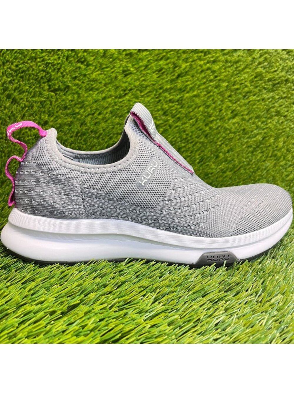 Kuru Atom Womens Size 8 Gray Purple Athletic Walking Slip On Shoes Sneakers